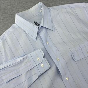Hugo Boss New Classic Sz 15 1/2 34-35 Button Up Long Sleeve Blue Pin Stripe
